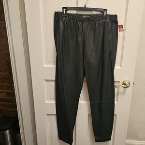 New Vince Black Genuine Leather Jogger Pants